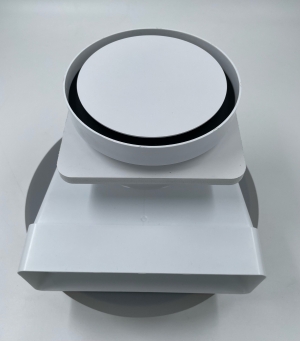 Решетка скрытого монтажа для натяжного потолка FoZa d150мм с вентилятором на шарикоподшипнике d100мм c выходом на трубу 100/125мм